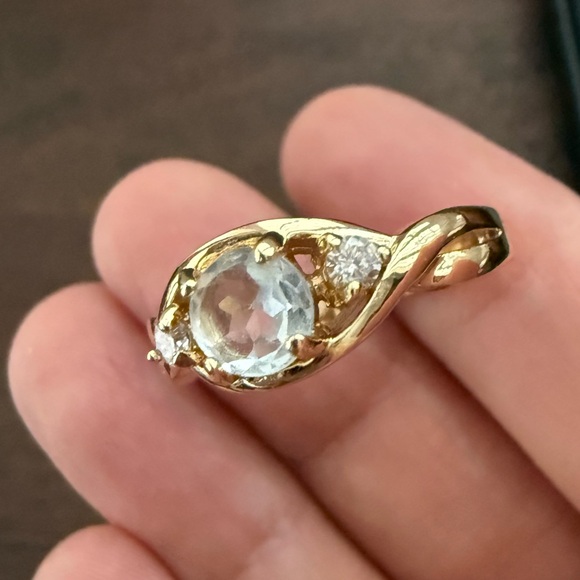 Vintage Jewelry - Genuine blue quartz gold plated ring